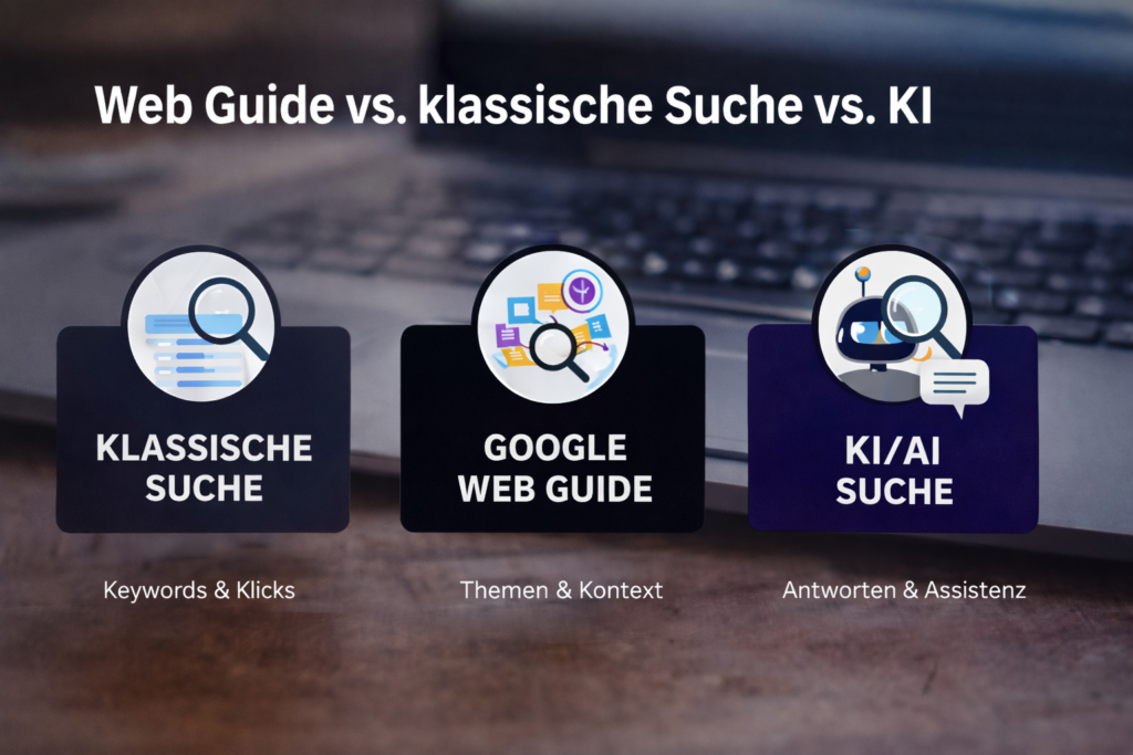 Google Web Guide im Vergleich zur klassischen Suche und KI