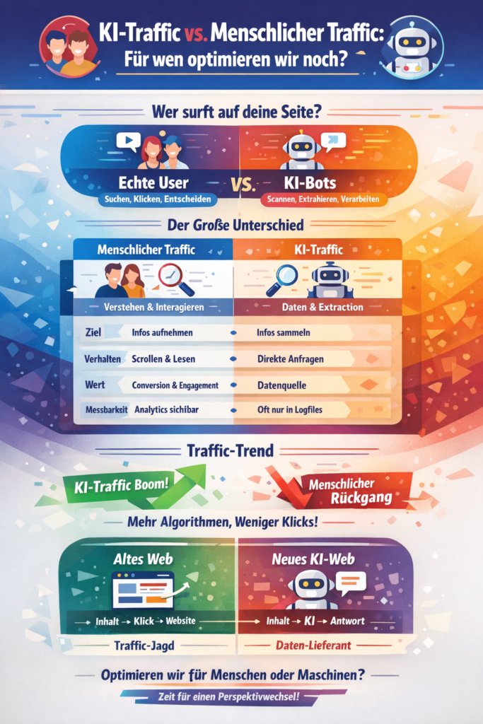 KI-Traffic vs. menschlicher Traffic: Infografik