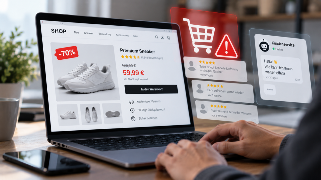 Online-Shop mit Betrugshinweis